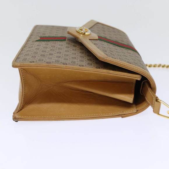 GUCCI Micro GG Supreme Chain Web Sherry Line Shoulder Bag PVC Beige Auth yk12014 - Picture 4 of 16